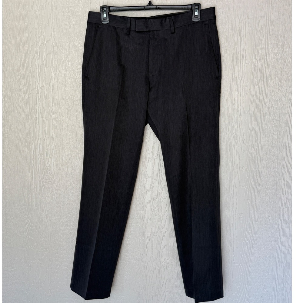 Kenneth Cole Reaction Mens Dress Pants 36x30 Charcoal Gray Flat Front EUC